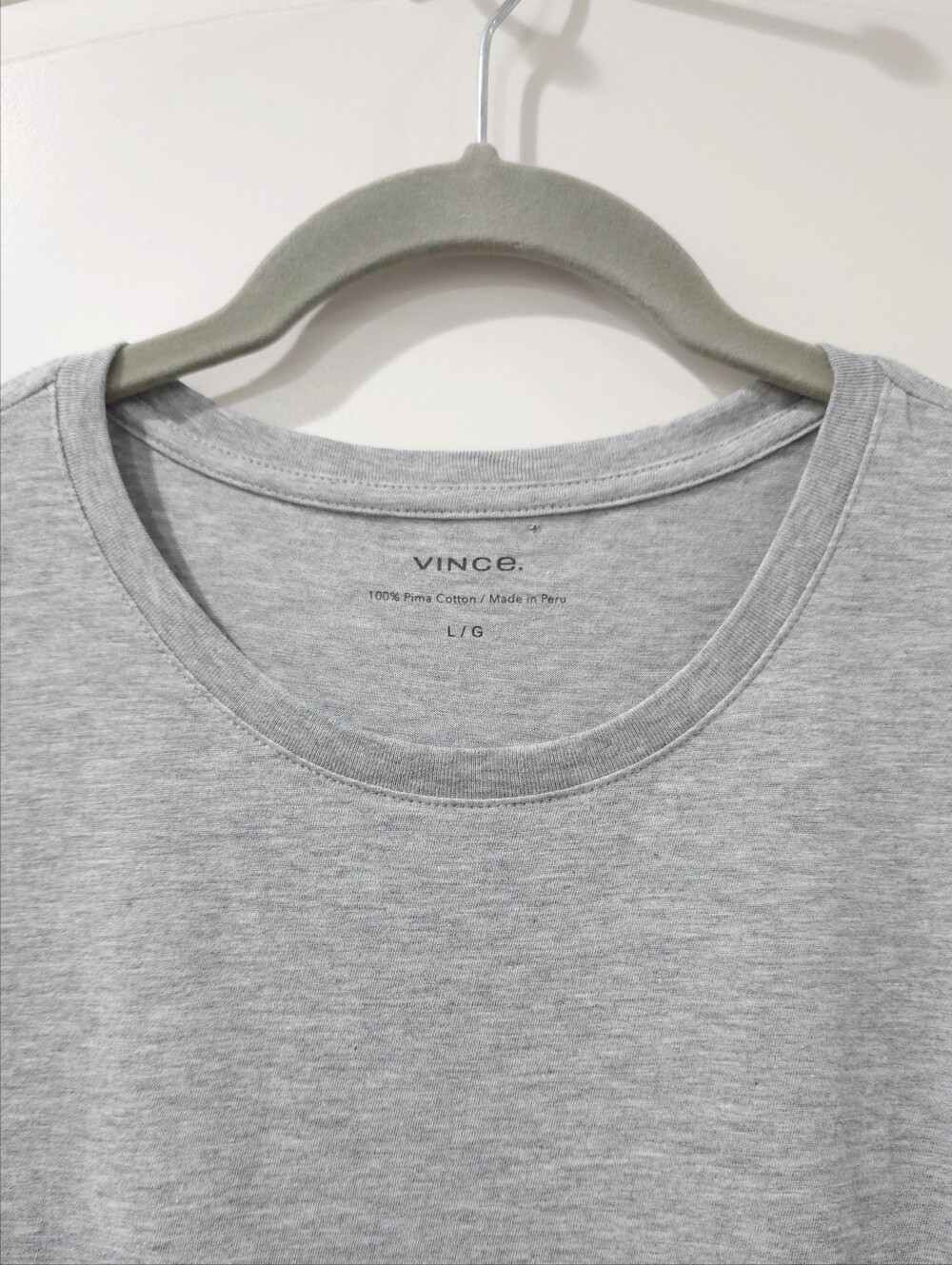 Vince Light Gray 100% Pima Cotton Crew Neck Short Sleeve Elavated Basic Tee, L